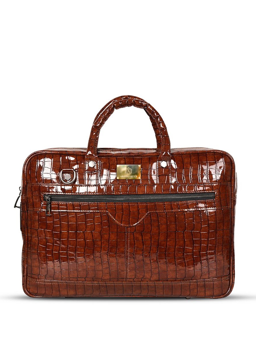 

ARISTA VAULT Men Textured PU Laptop Bag, Brown