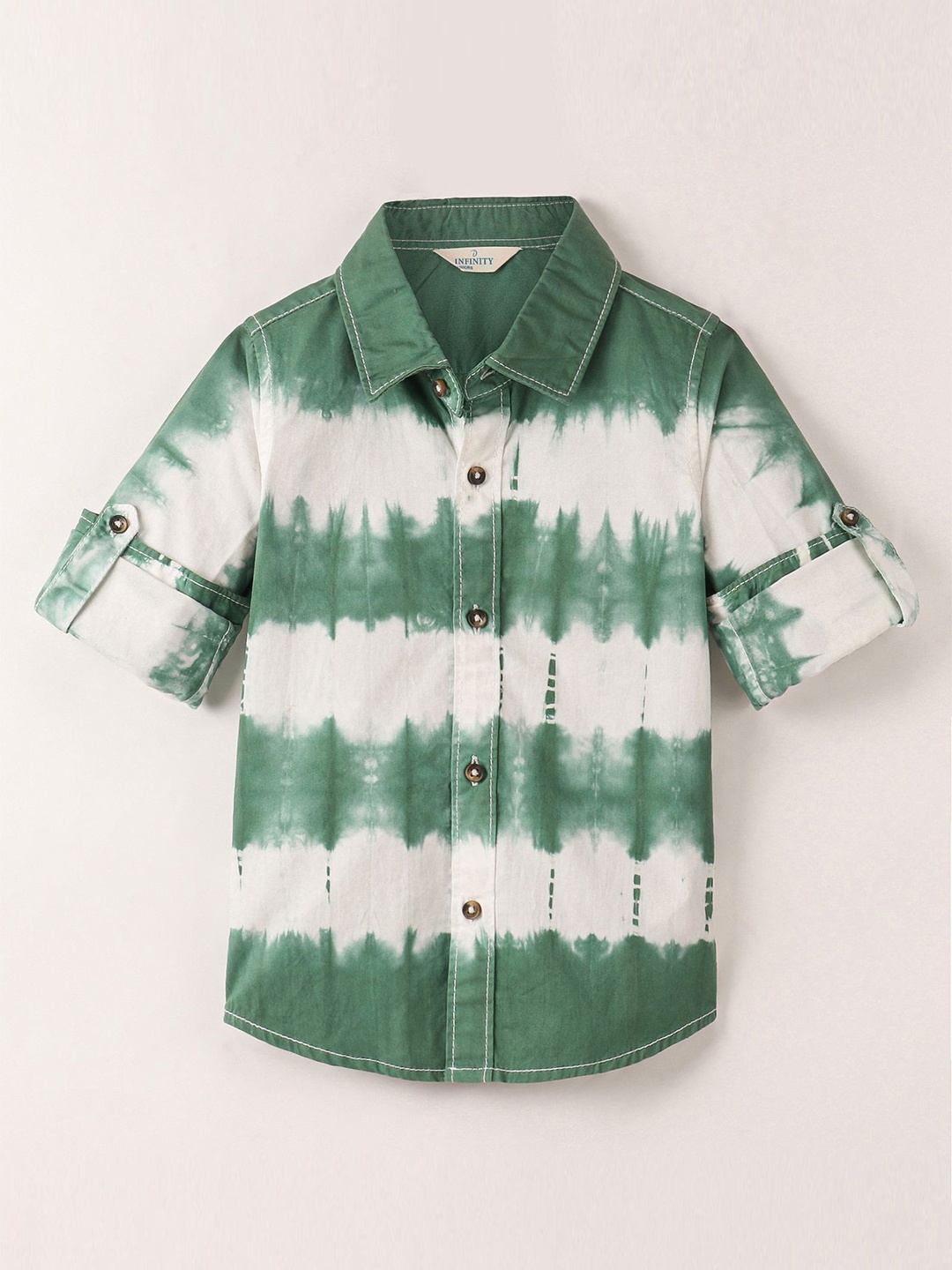 

Infinity Boys Opaque Printed Casual Shirt, Green