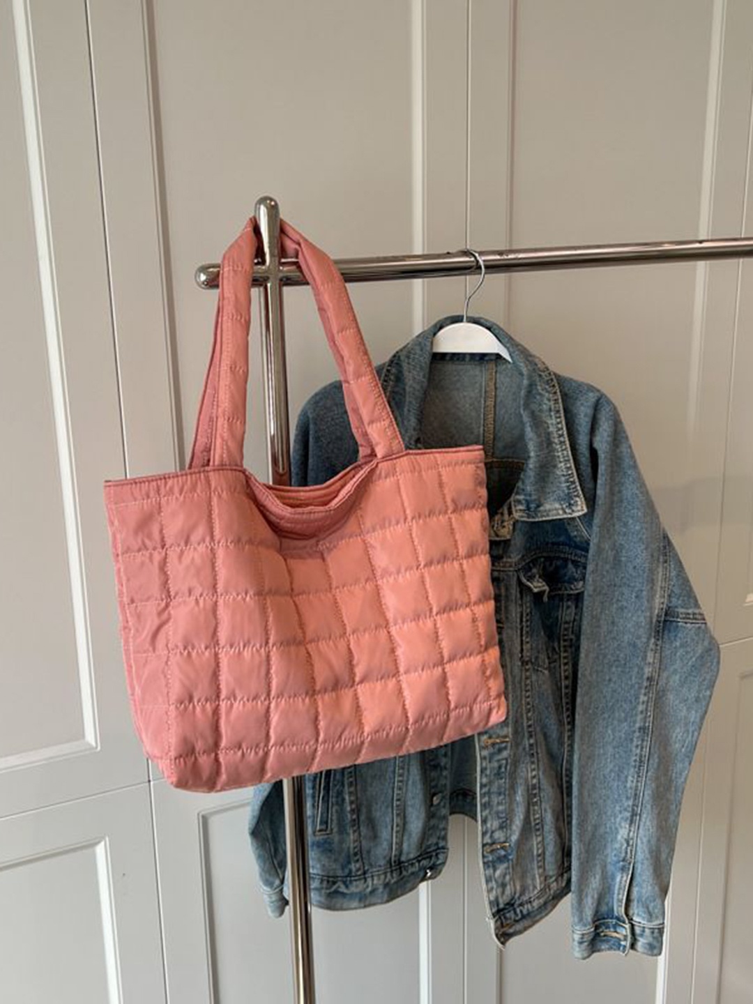 

DressBerry Shopper Tote Bag with Quilted, Pink
