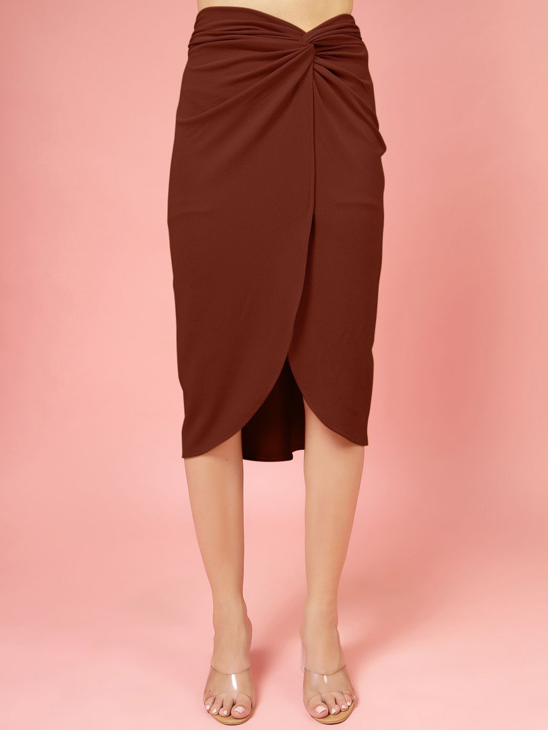 

DressBerry Women Tulip Midi Skirt, Brown