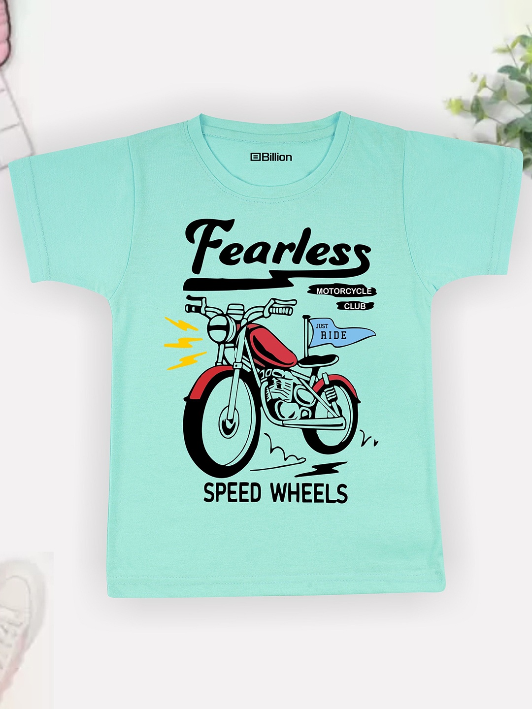 

Billion Boys Printed Bio Finish Applique T-shirt, Turquoise blue