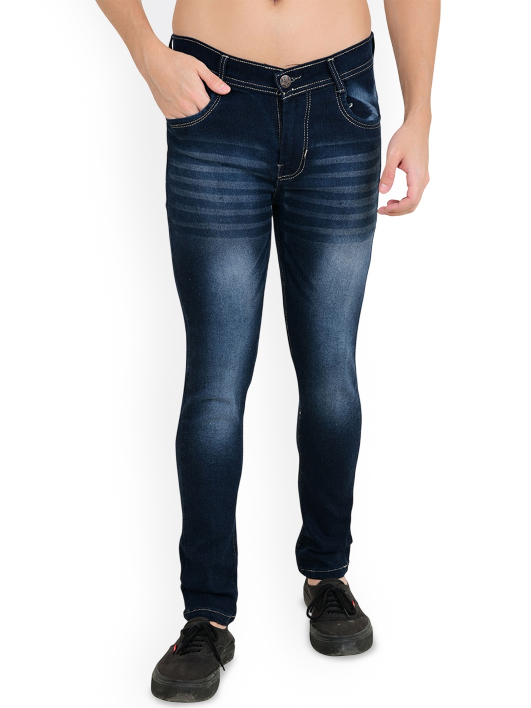

LINARIA Men Cotton Classic Low-Rise Slim Fit Heavy Fade Jeans, Blue