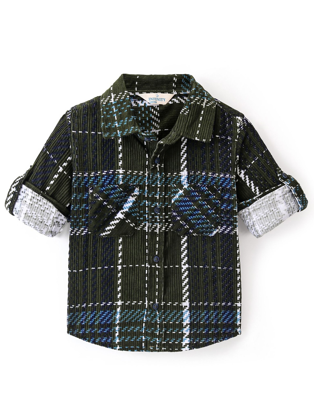 

Infinity Boys Tailored Fit Opaque Printed Casual Shirt, Navy blue