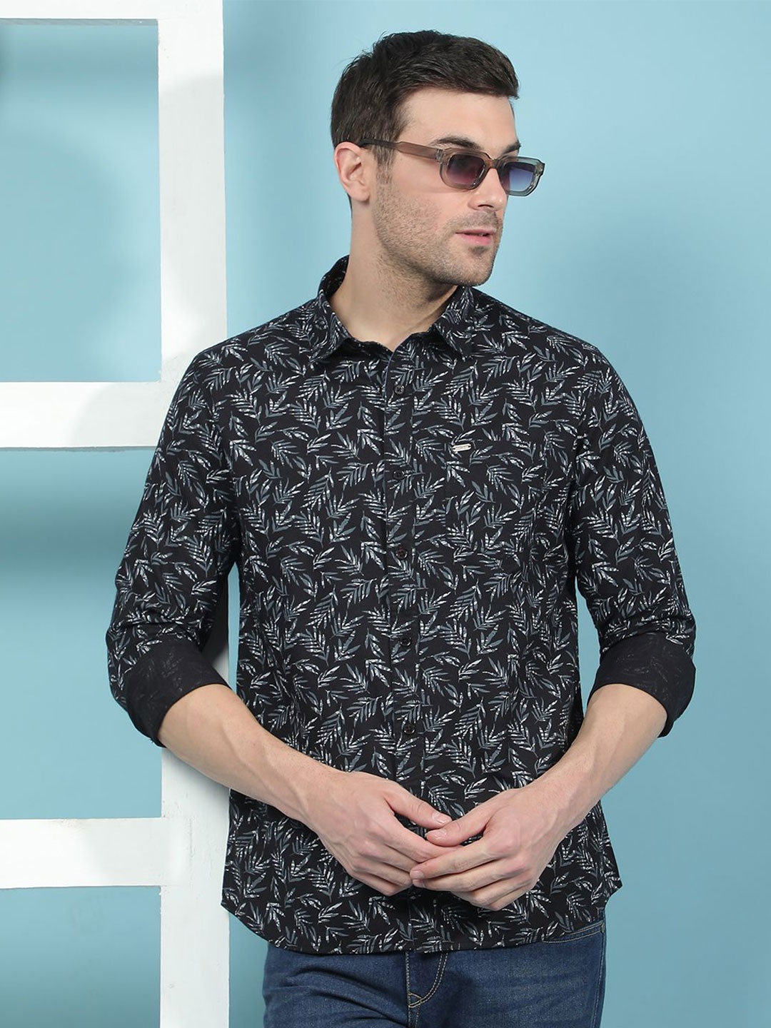 

Canary London Men Smart Slim Fit Floral Opaque Printed Casual Shirt, Black