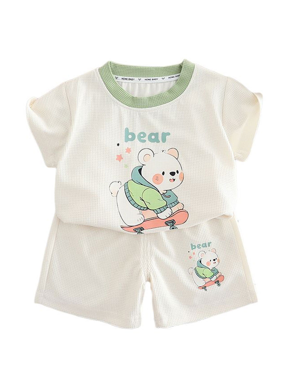 

StyleCast x Revolte Infants Printed Round Neck Pure Cotton T-shirt With Shorts, White
