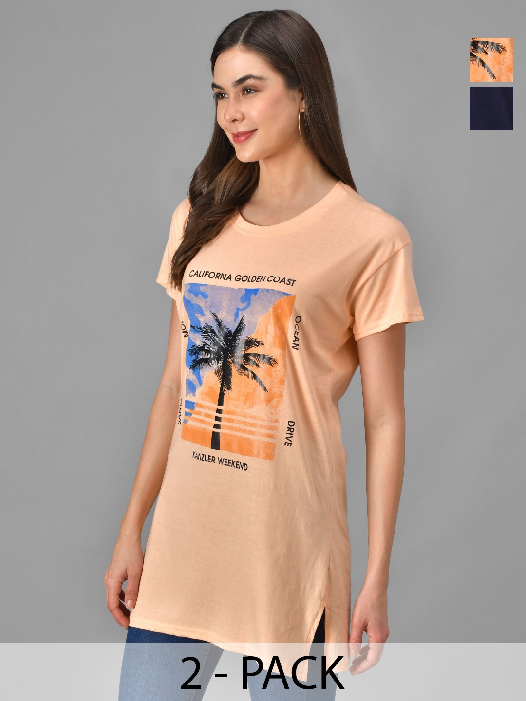 

Dreambe Women 2 Printed Pockets T-shirt, Multi