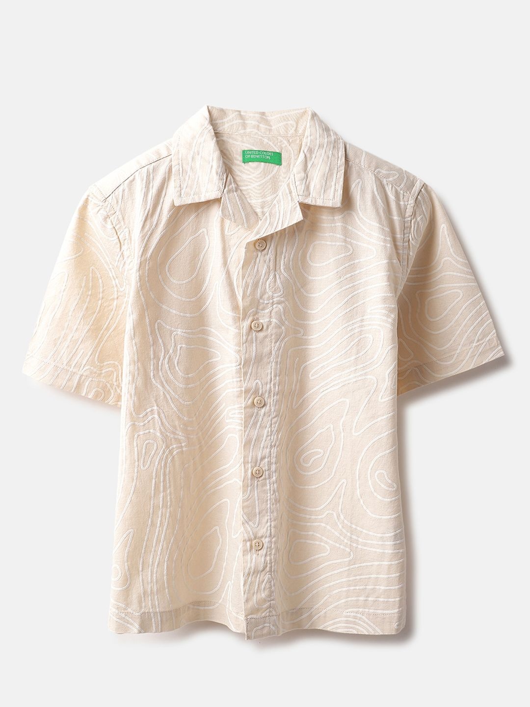 

United Colors of Benetton Boys Opaque Printed Casual Shirt, Beige