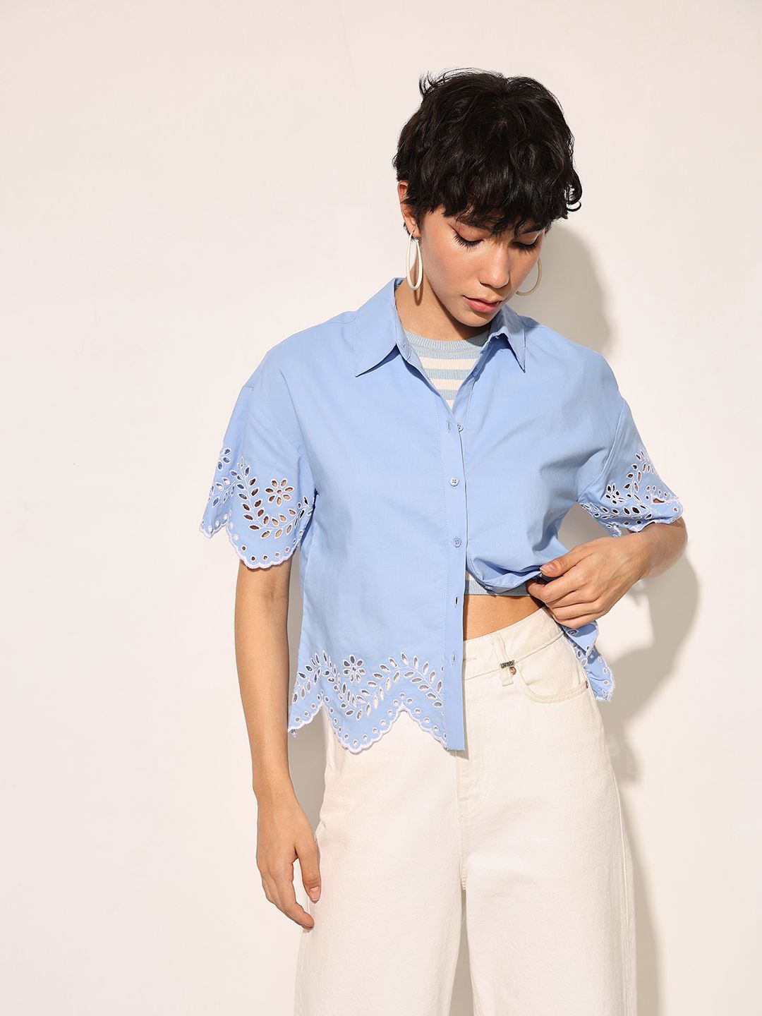 

ONLY Women Opaque Casual Shirt, Blue