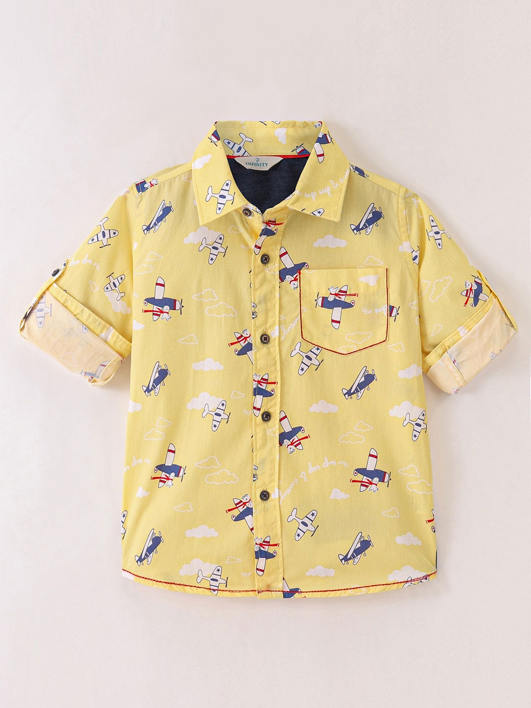 

Infinity Boys Opaque Printed Casual Shirt, Yellow
