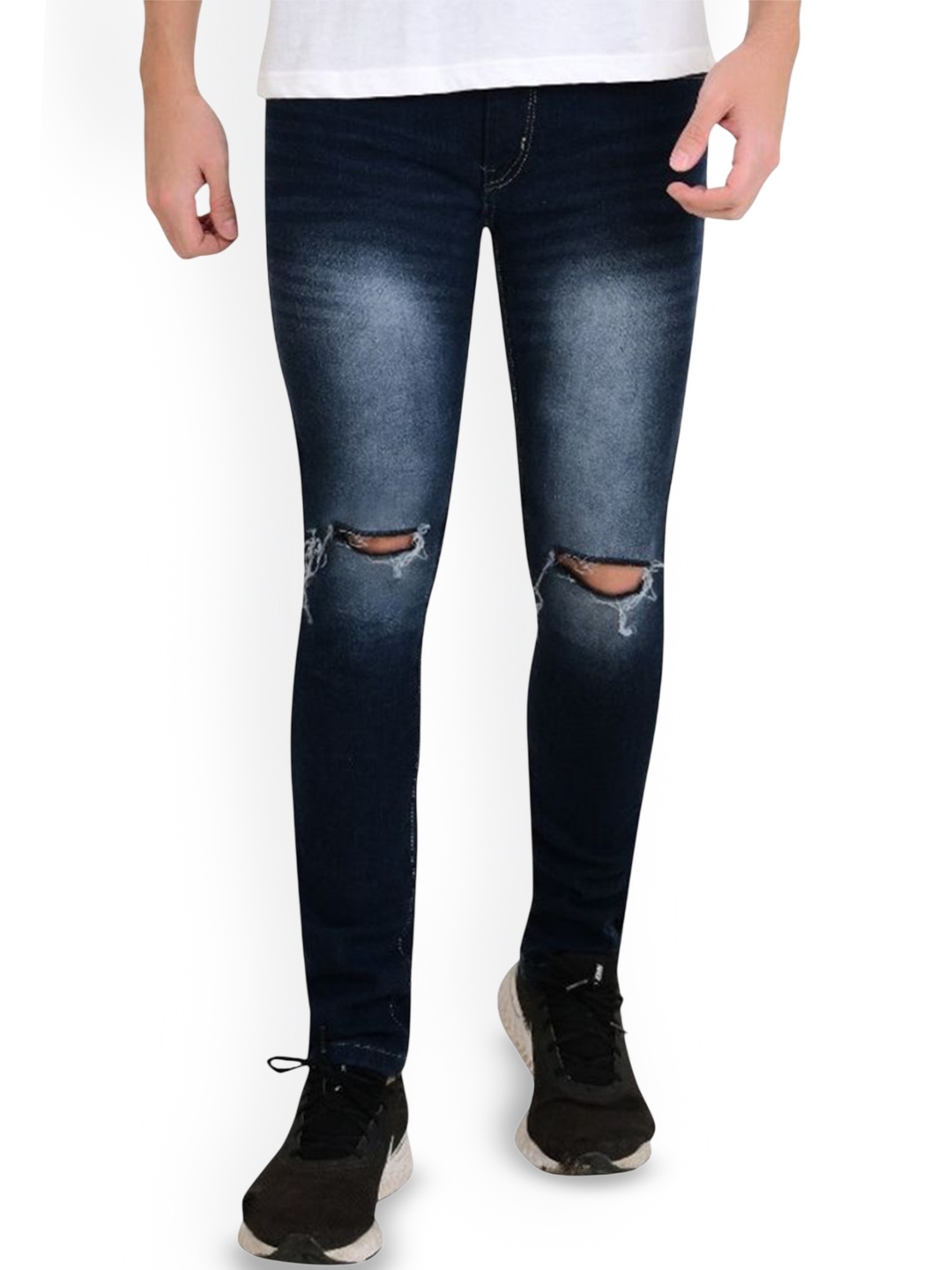 

LINARIA Men Classic Slim Fit Slash Knee Heavy Fade Jeans, Blue