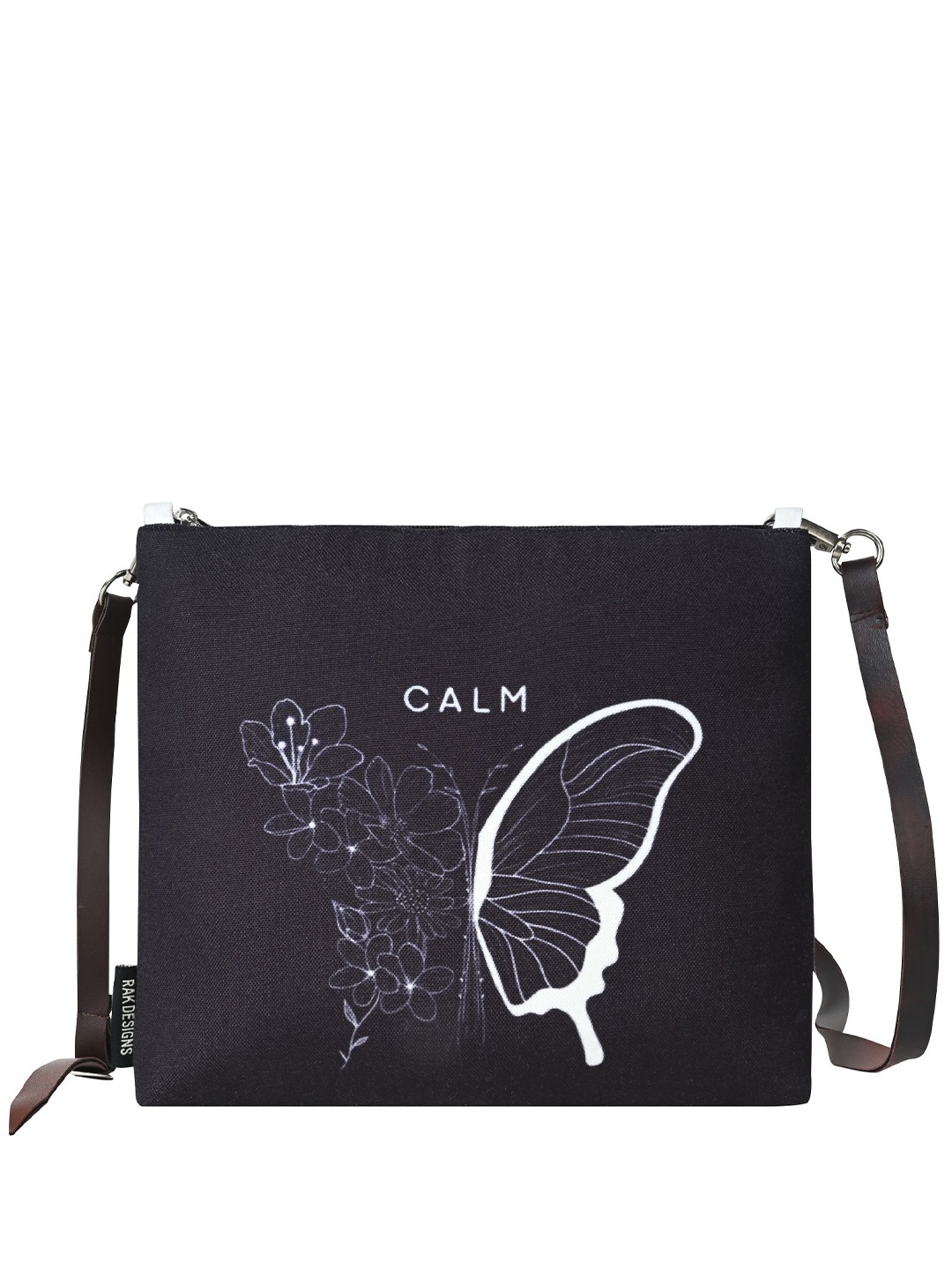 

RAK DESIGNS Women Printed Messenger Bag, Black
