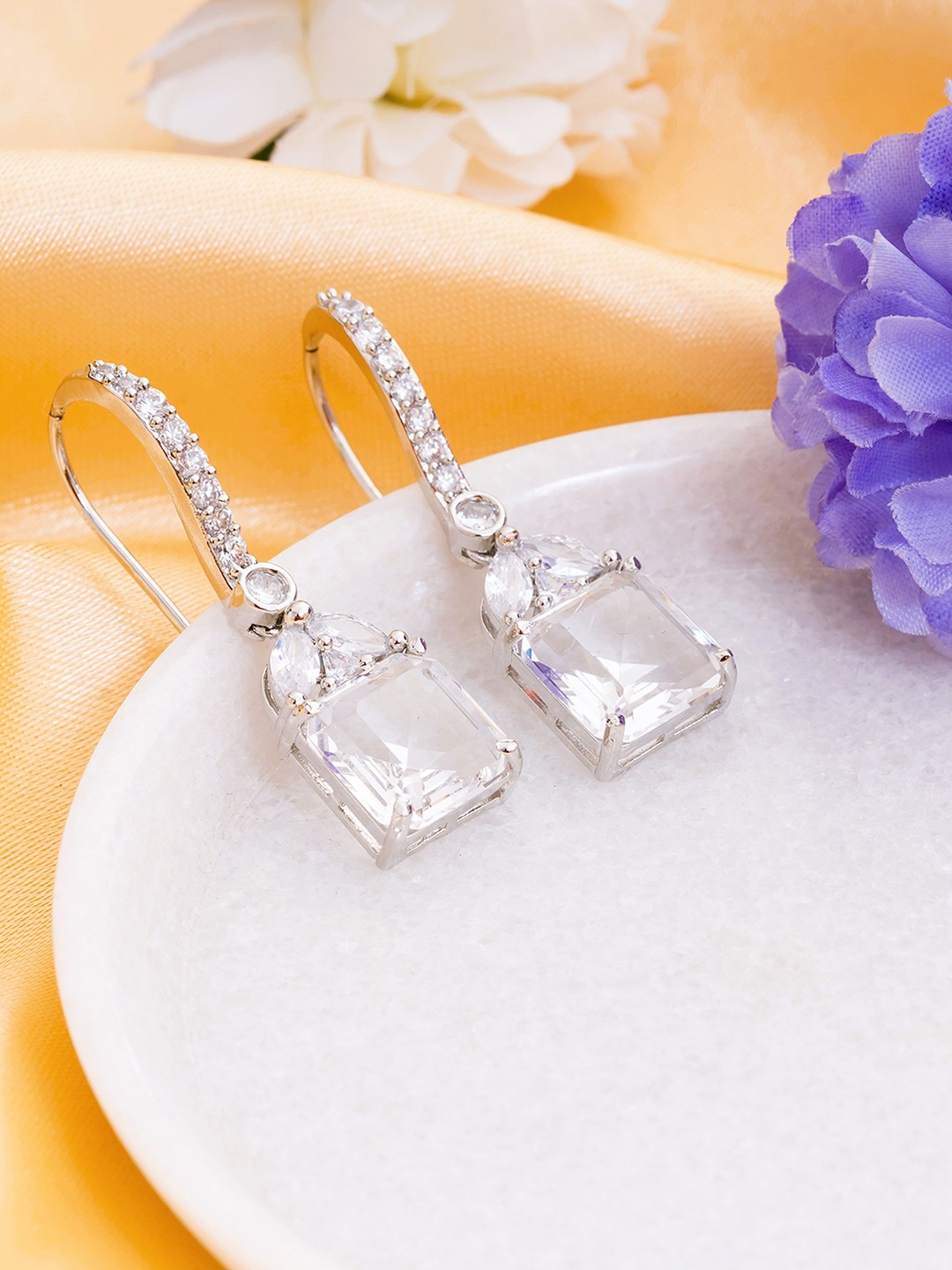 

Manikya Square Studs Earrings, White
