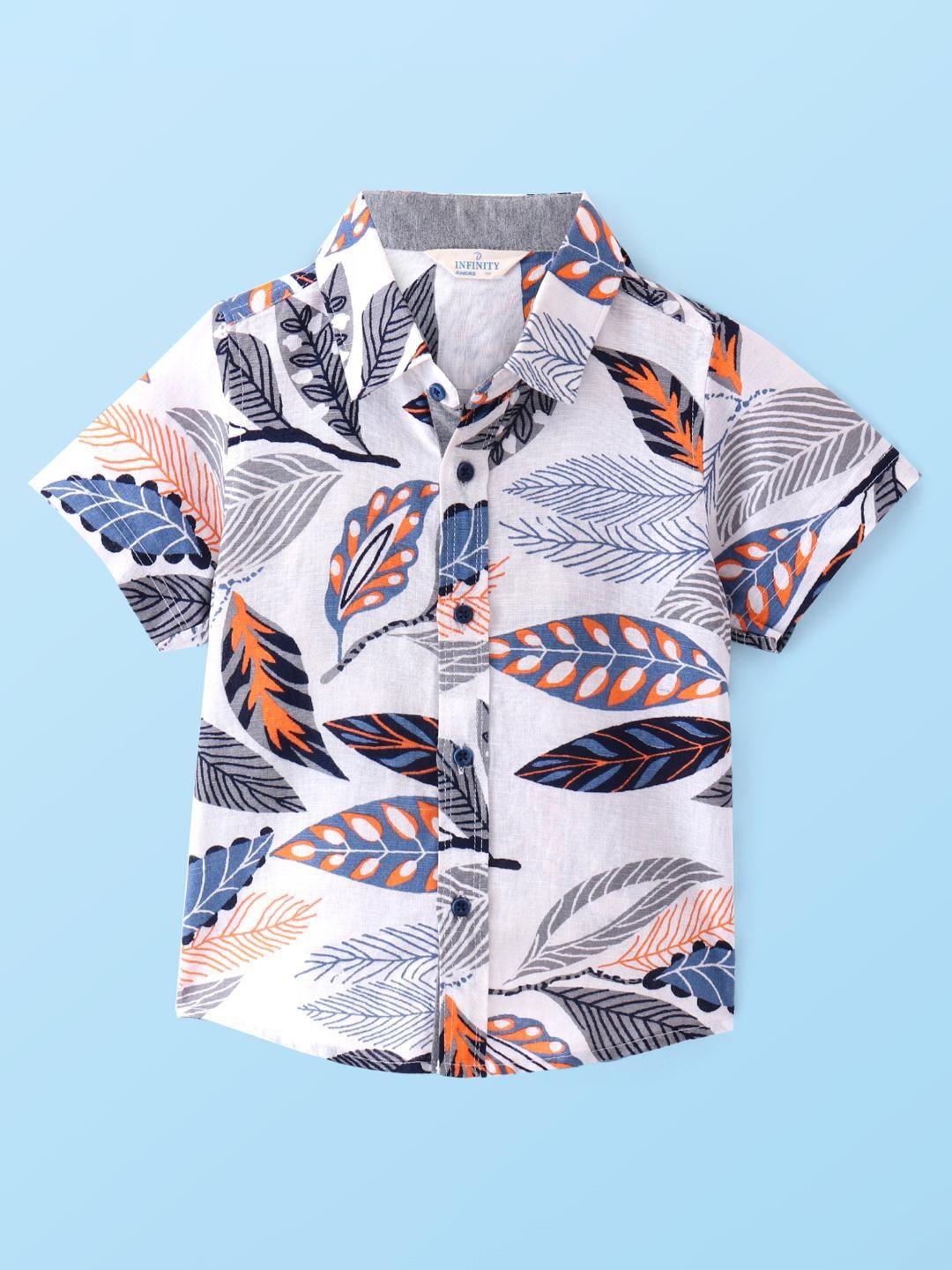 

Infinity Boys Tailored Fit Floral Opaque Printed Casual Shirt, White