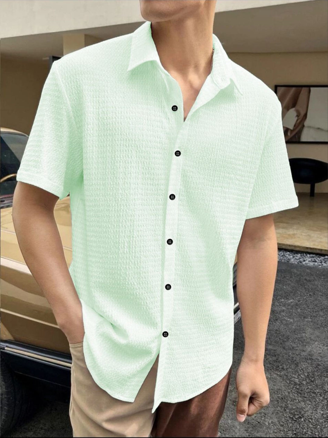 

Metronaut Men Horizontal Stripes Opaque Casual Shirt, Green