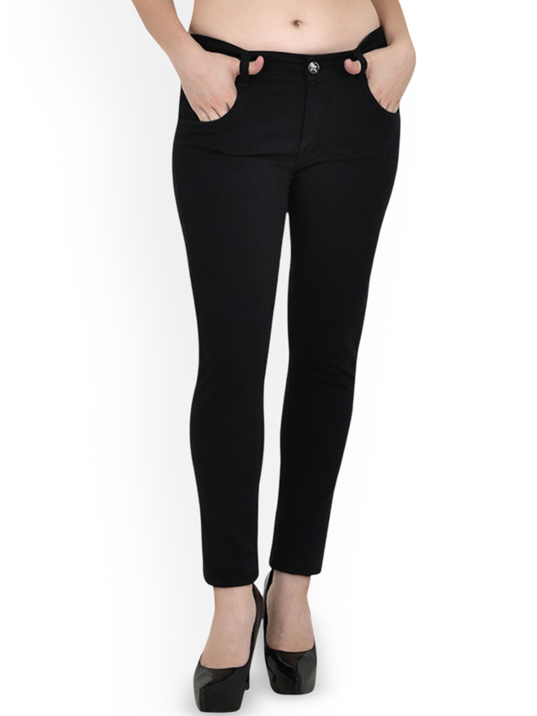 

LINARIA Women Classic Mid-Rise Slim Fit Clean Look Jeans, Black