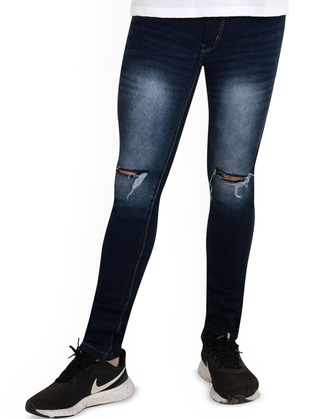 

LINARIA Men Classic Slim Fit Slash Knee Light Fade Jeans, Blue