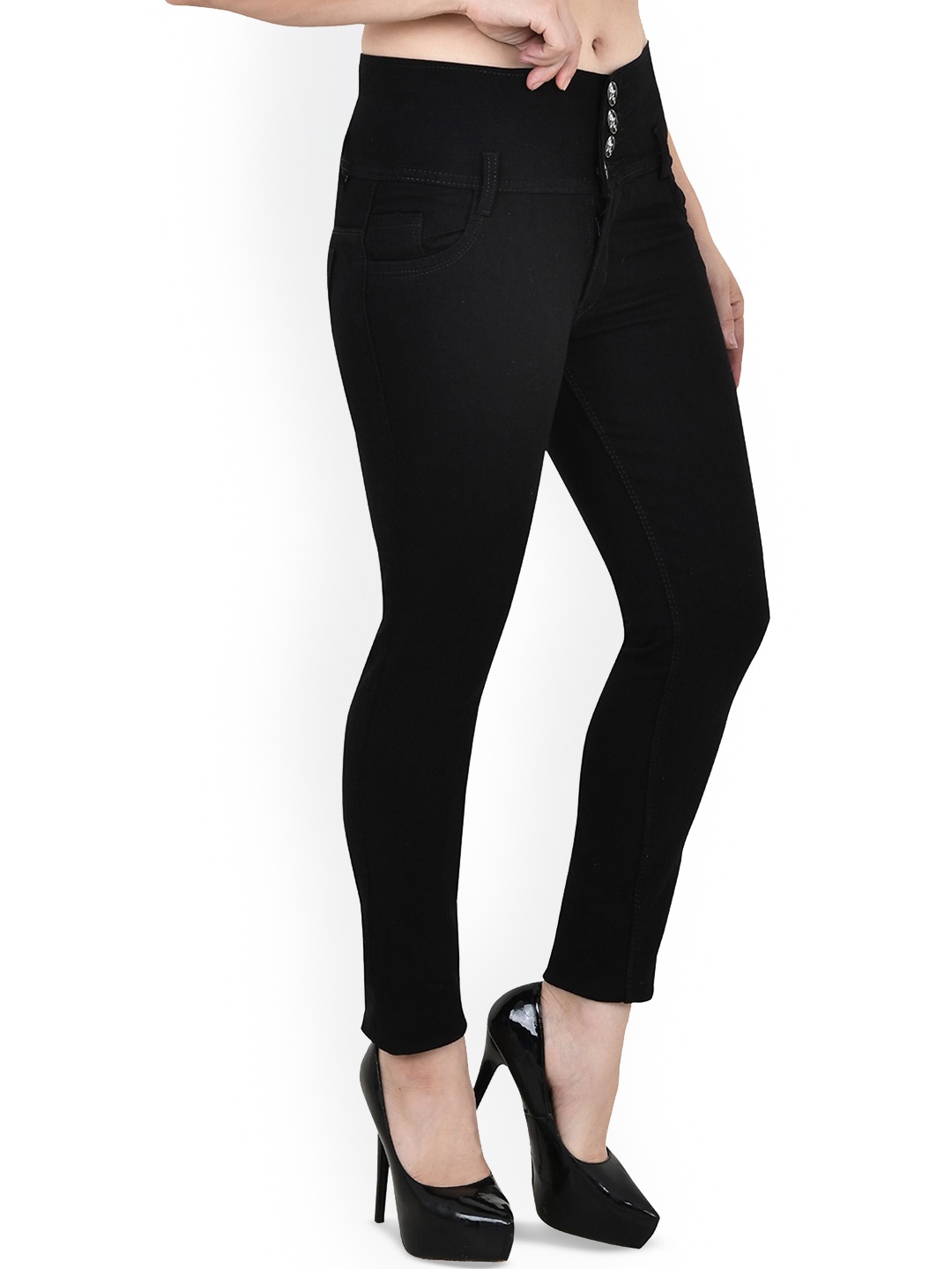 

LINARIA Women Classic Skinny Fit Dark Shade Jeans, Black