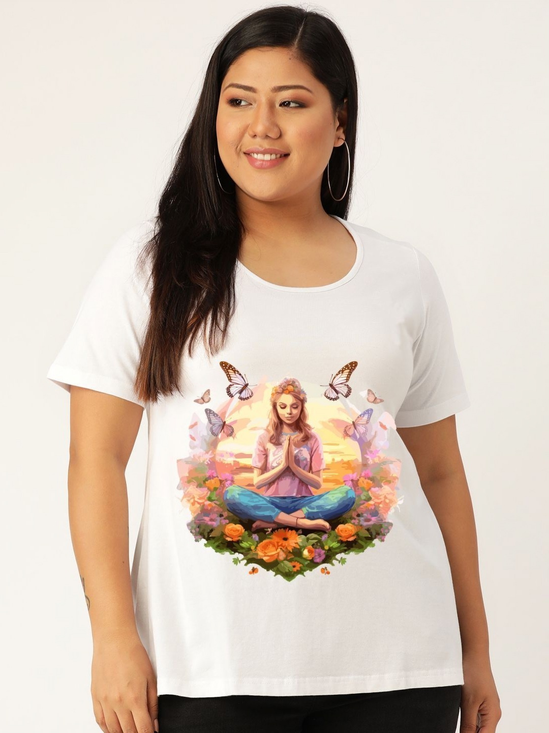 

theRebelinme Women Printed T-shirt, White