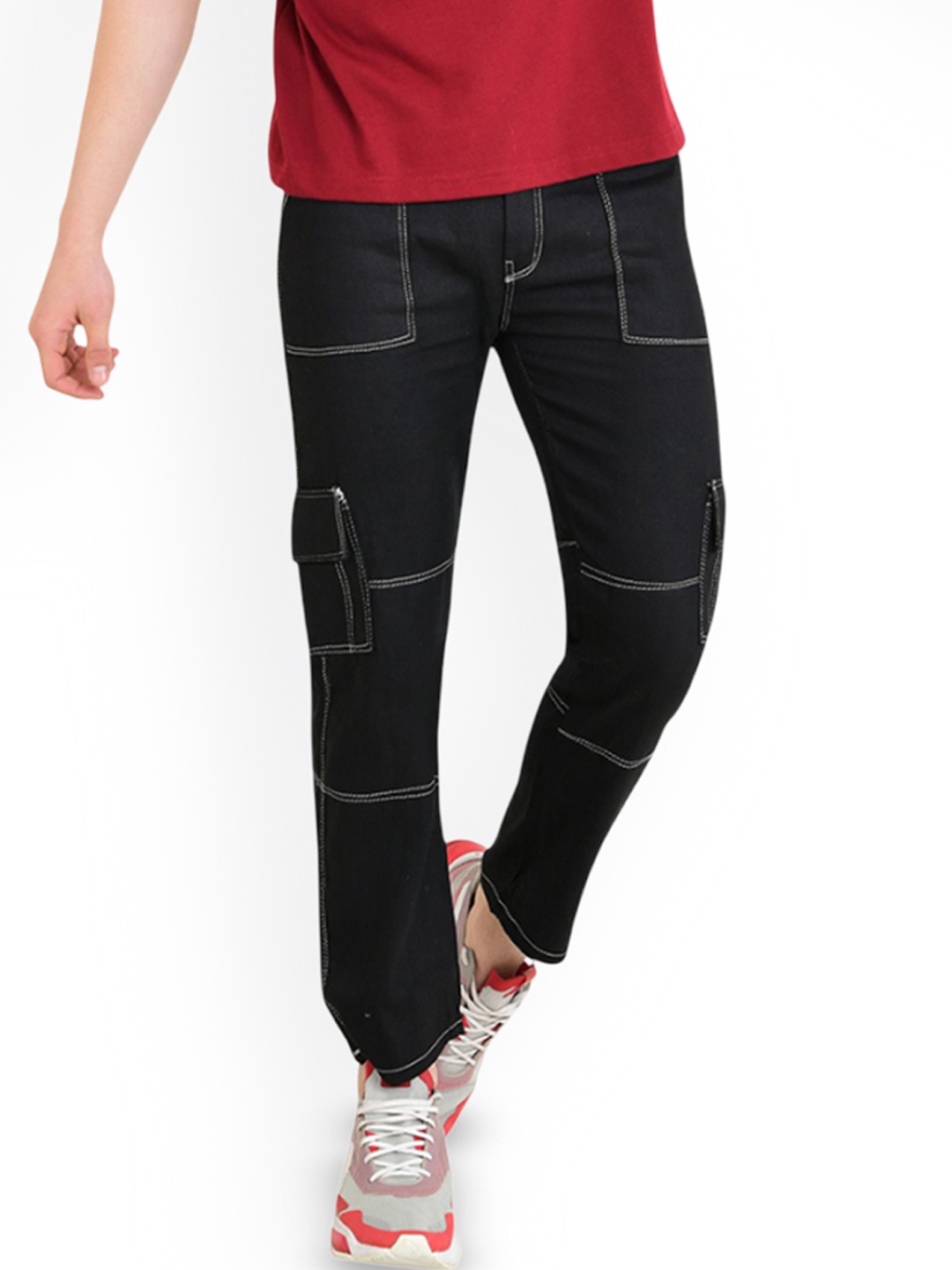 

LINARIA Men Classic Slim Fit Mildly Distressed Jeans, Black
