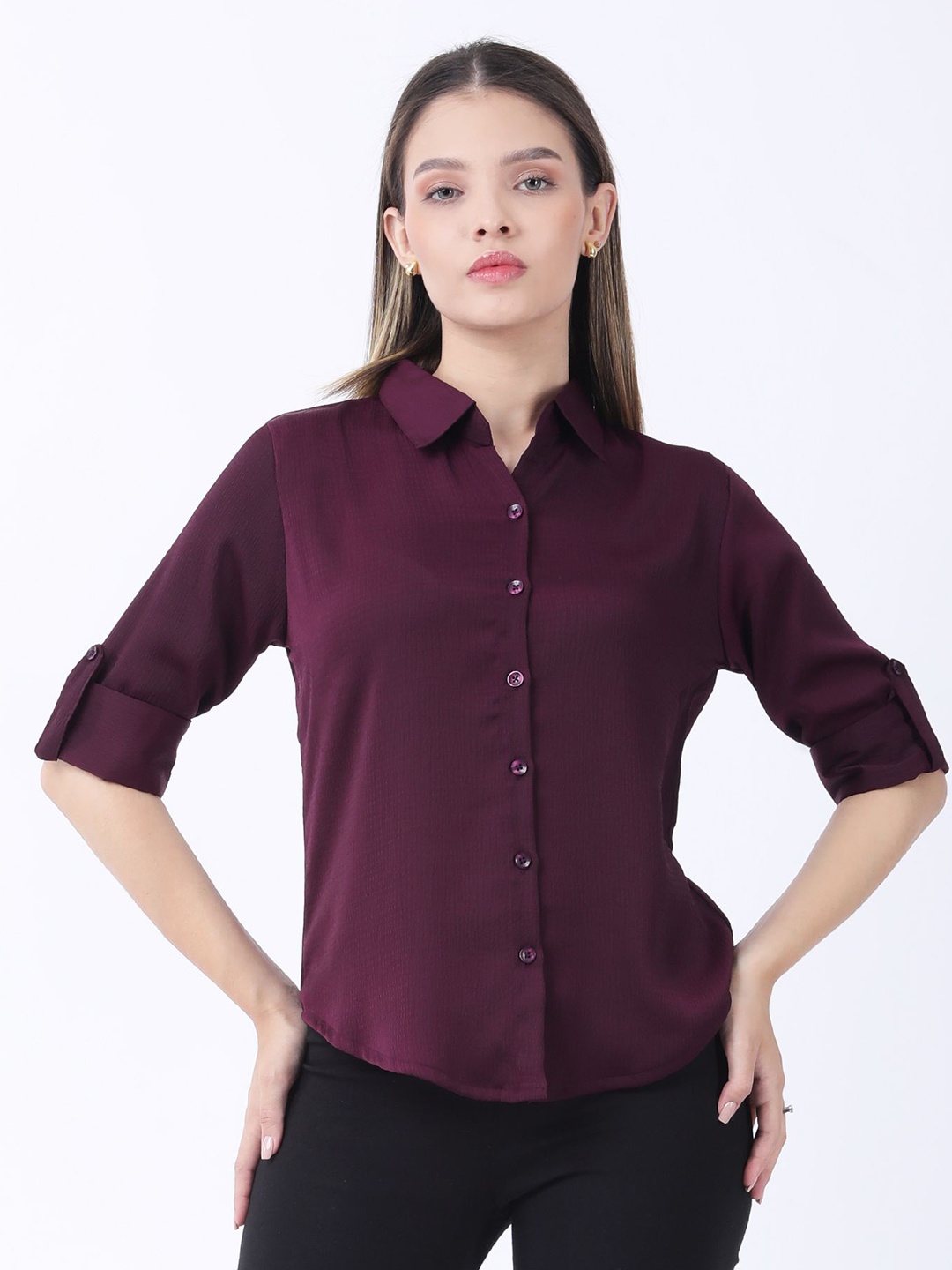 

Raus Fashion Women Smart Opaque Casual Shirt, Purple