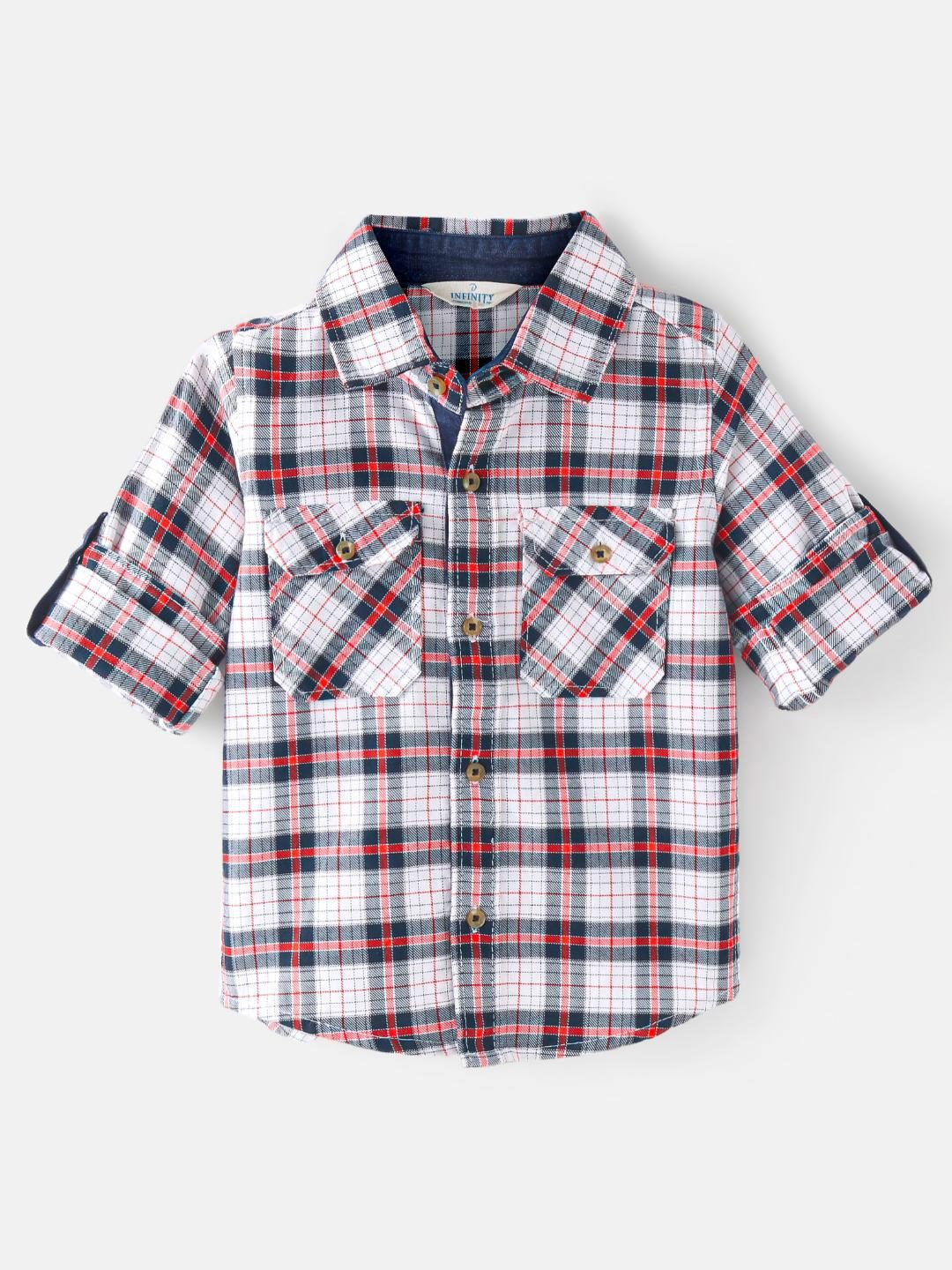 

Infinity Boys Tailored Fit Opaque Checked Casual Shirt, White