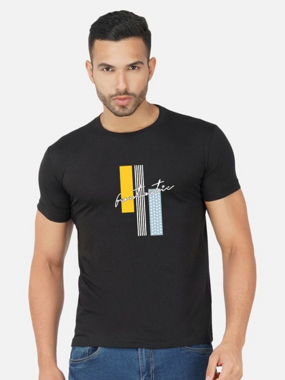 

Moda Rapido Men Printed Bio Finish Pockets T-shirt, Black