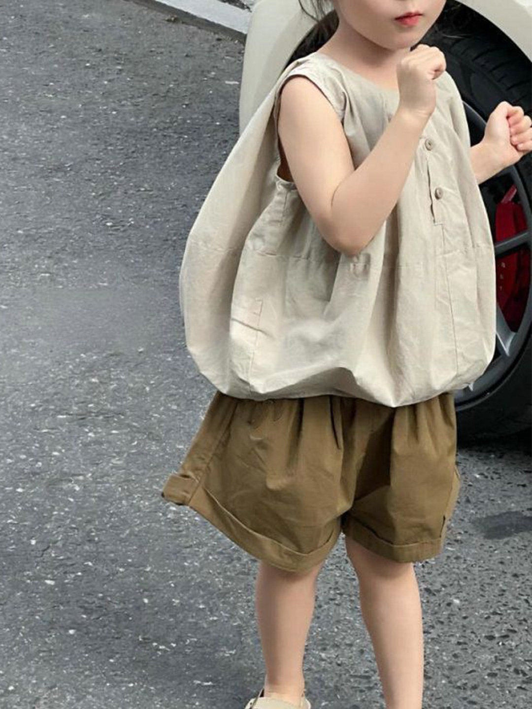 

StyleCast x Revolte Girls Pure Cotton Top With Shorts, Grey