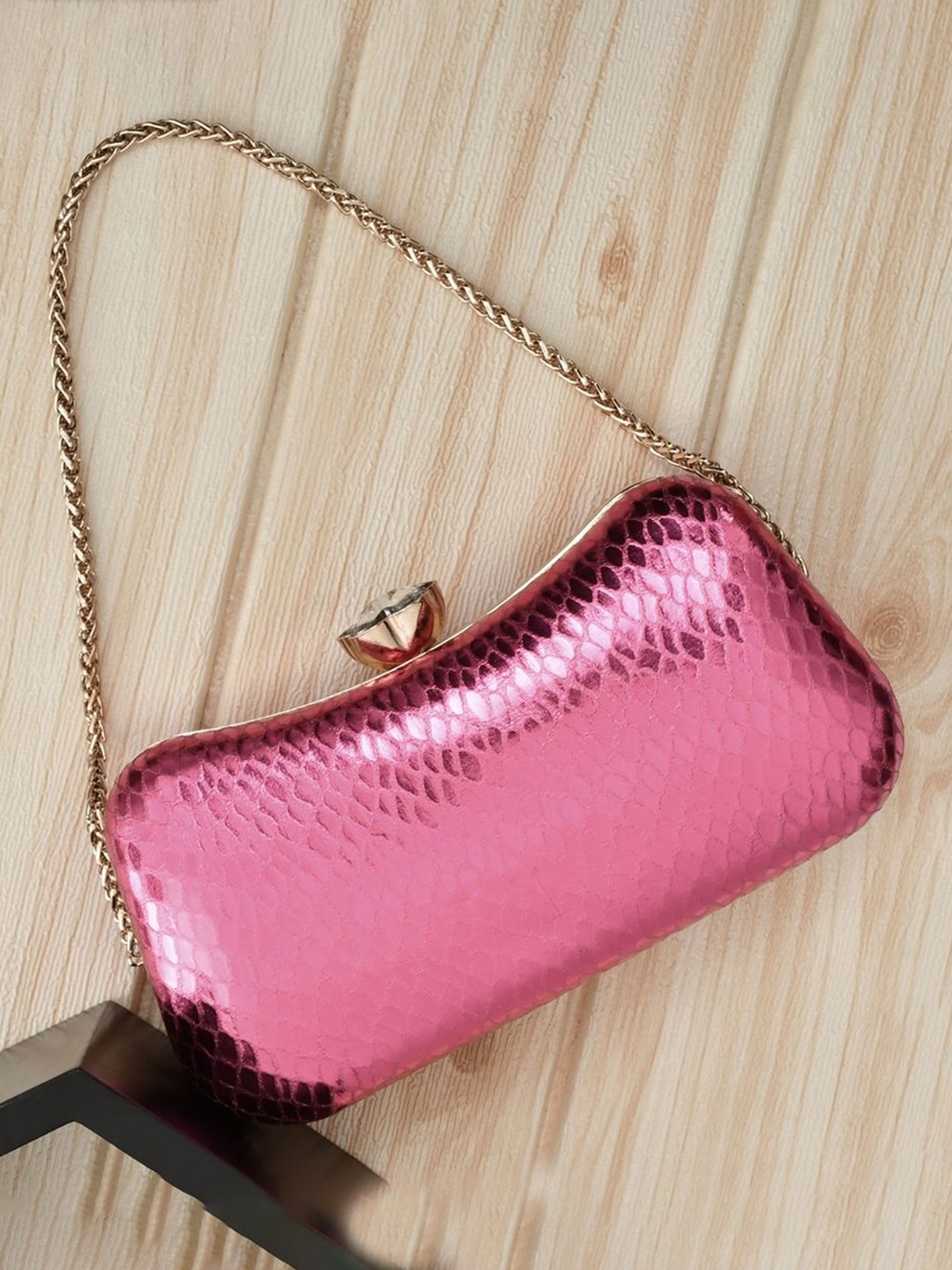

FOR THE BEAUTIFUL YOU Embellished Box Clutch, Pink