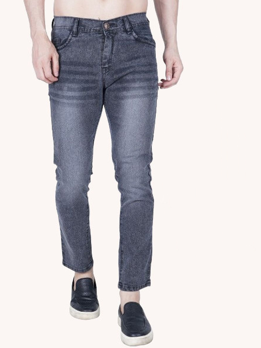 

LINARIA Men Classic Slim Fit Heavy Fade Cotton Jeans, Grey