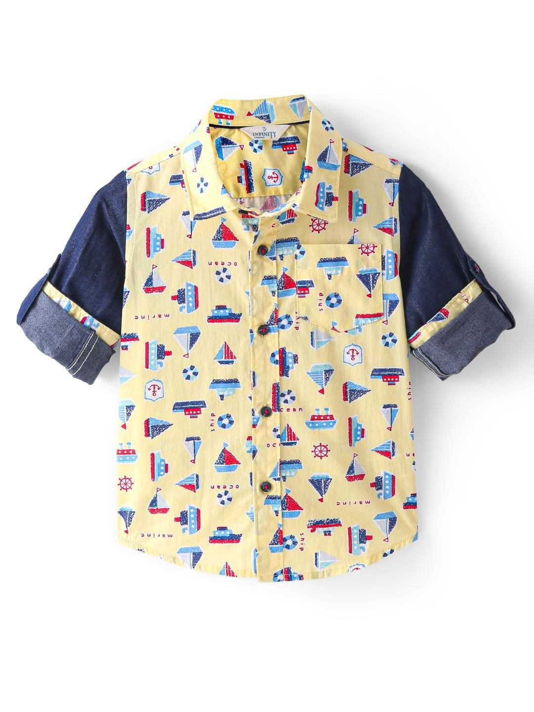 

Infinity Boys Tailored Fit Opaque Printed Casual Shirt, Yellow