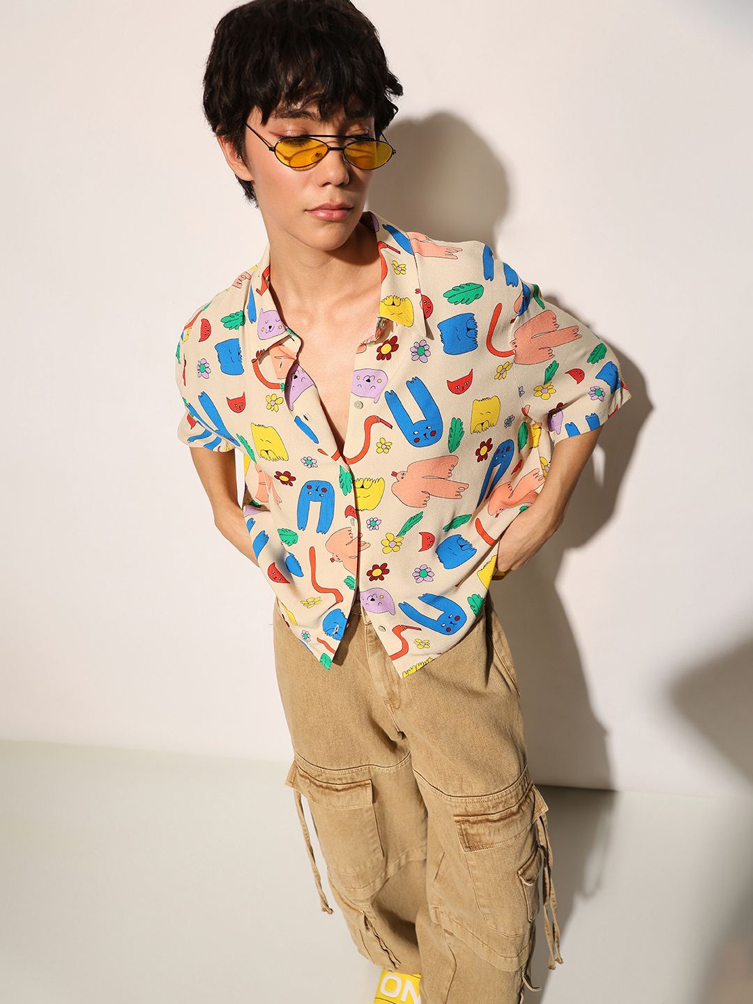 

ONLY Women Opaque Printed Casual Shirt, Cream