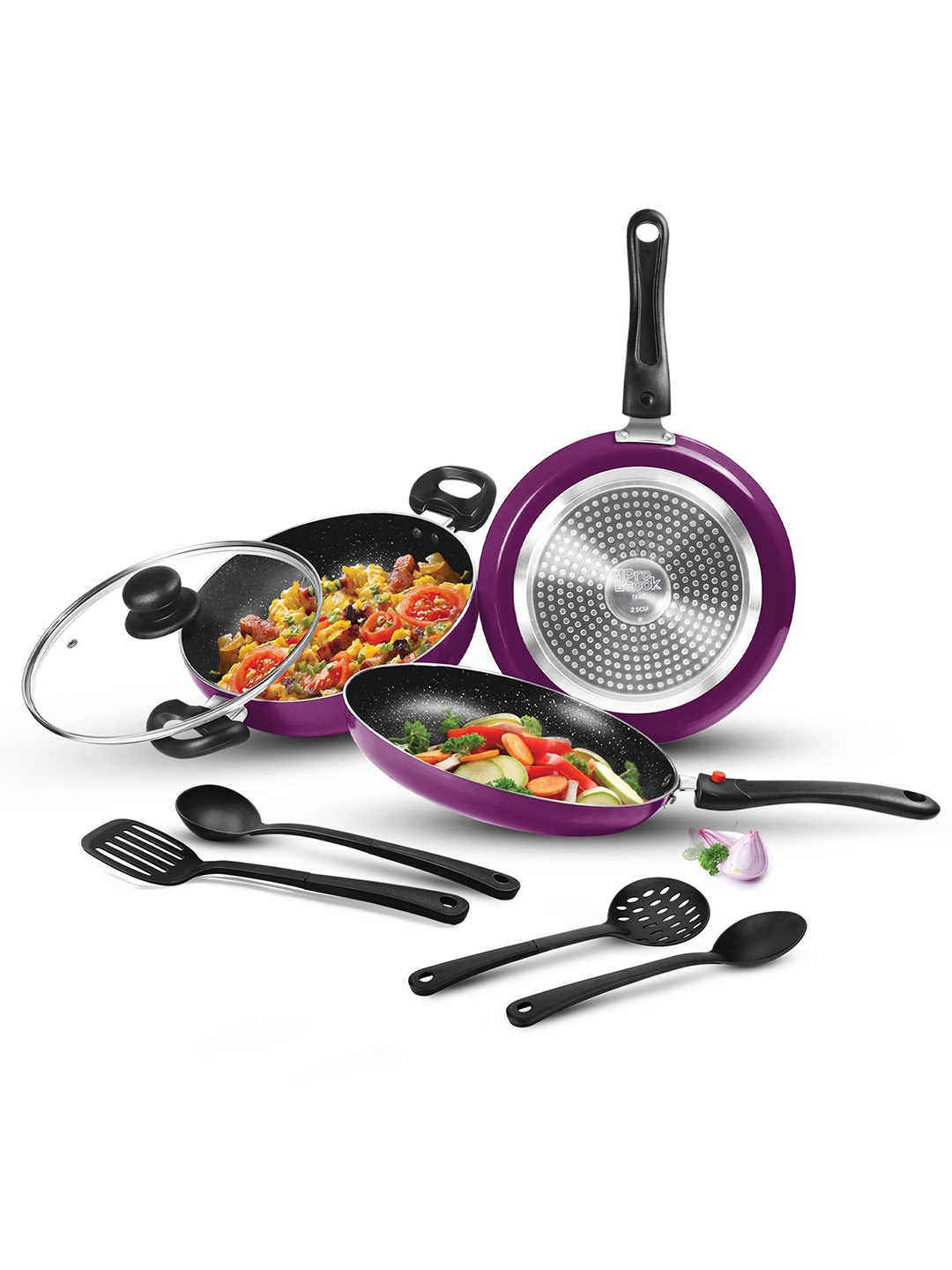 

Milton Set of 7 Pro Cook Kitchen Jewel Plus Granito Non Stick Aluminium Induction Cookware, Purple