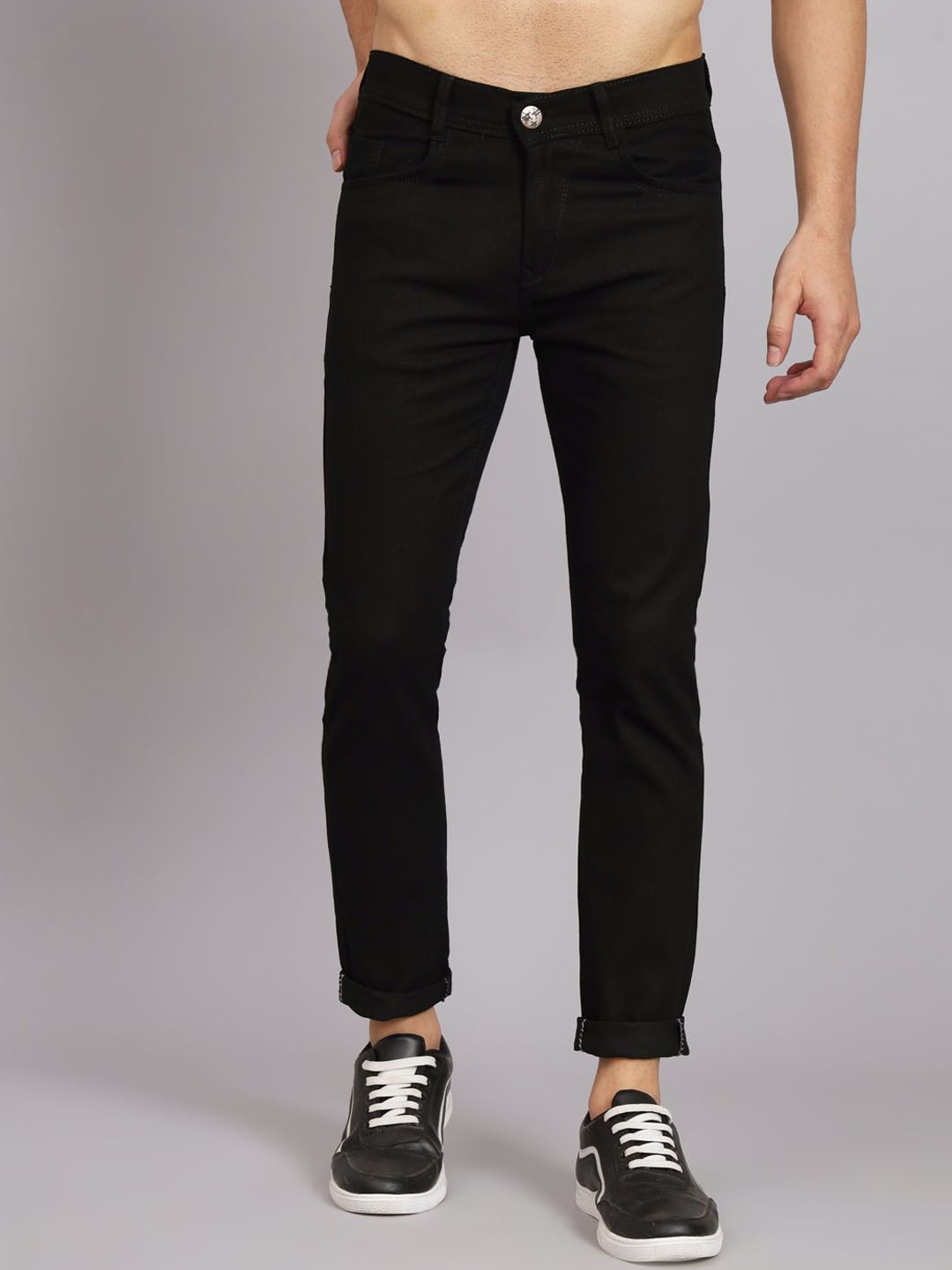 

LINARIA Men Cotton Classic Low-Rise Slim Fit Jeans, Black