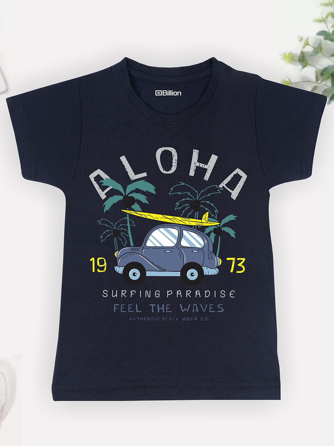 

Billion Boys Printed Bio Finish Applique T-shirt, Navy blue