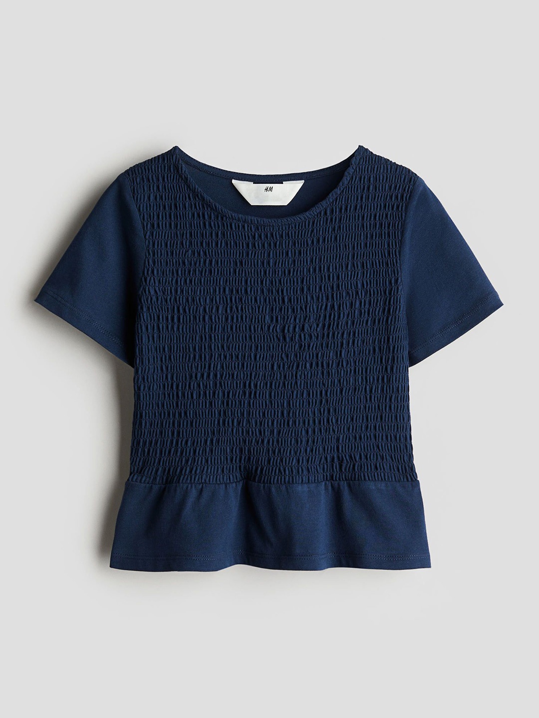 

H&M Girls Smocked Peplum Top, Blue
