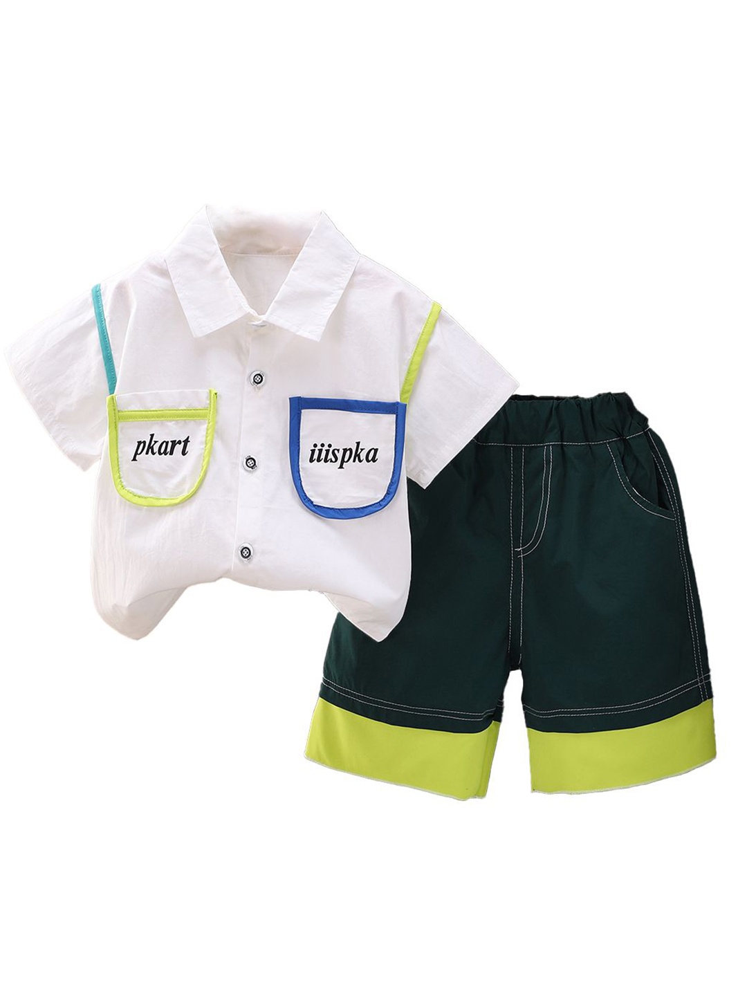 

StyleCast x Revolte Boys Printed Shirt Collar Shirt with Shorts, White