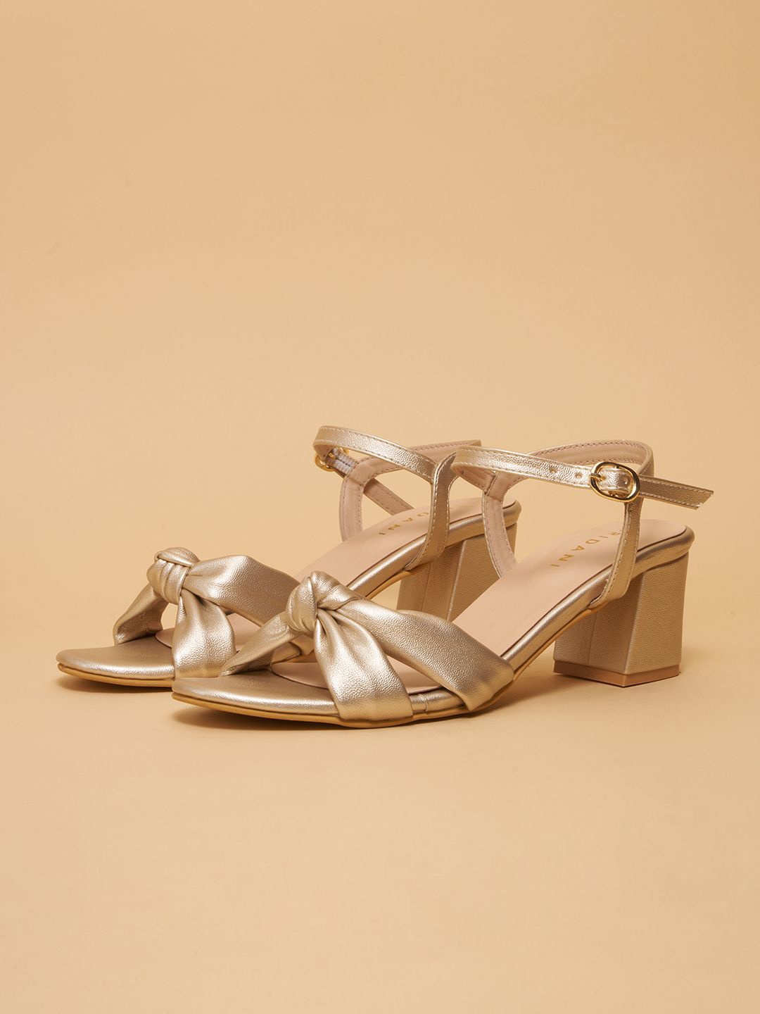 

ERIDANI Women Open Toe Block Heels Party Sandals, Gold