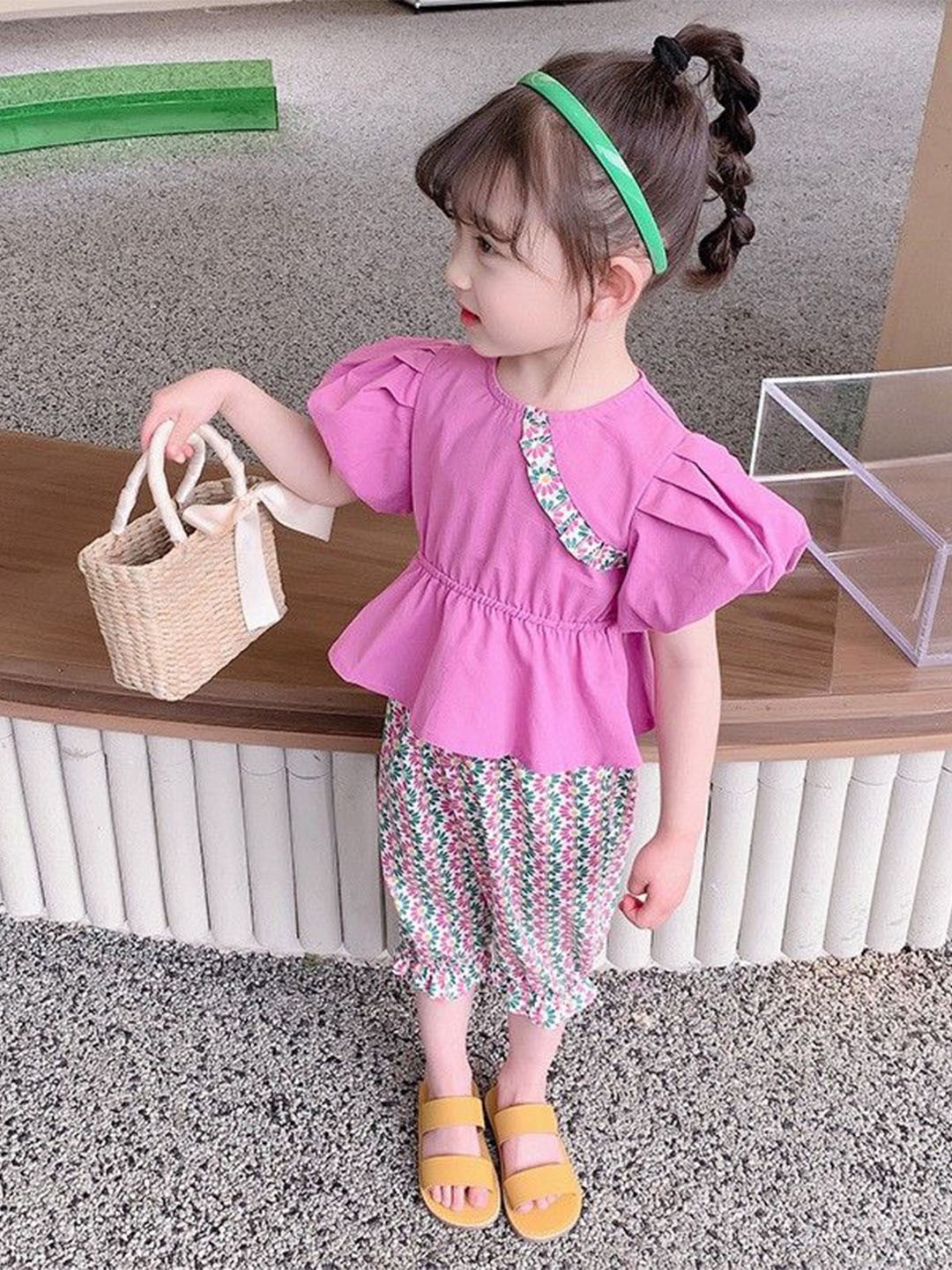 

StyleCast x Revolte Girls Round Neck Pure Cotton Top with Capris, Pink