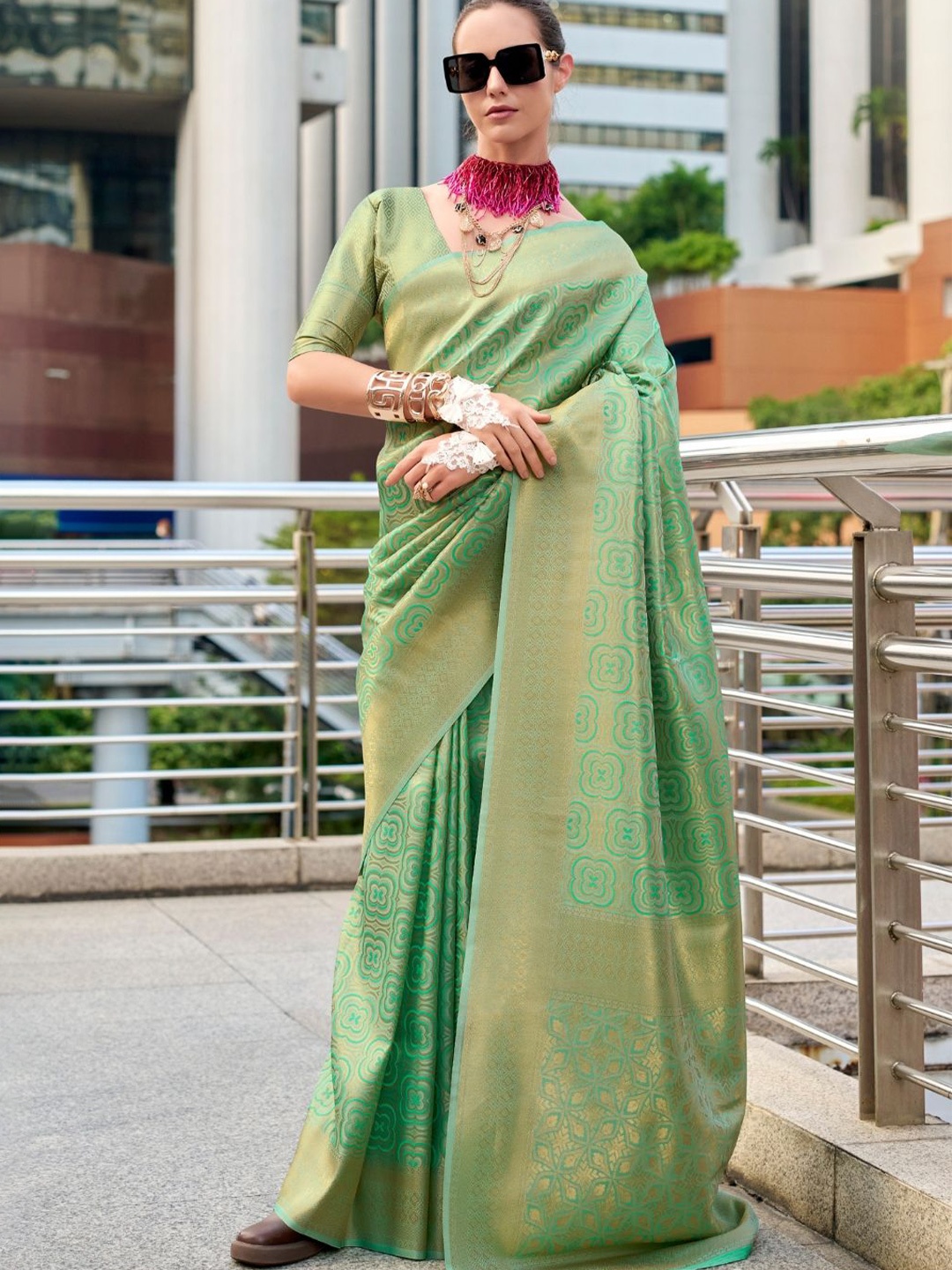 

DEVATITHI Green Kanchivaram Buttery Silk Saree