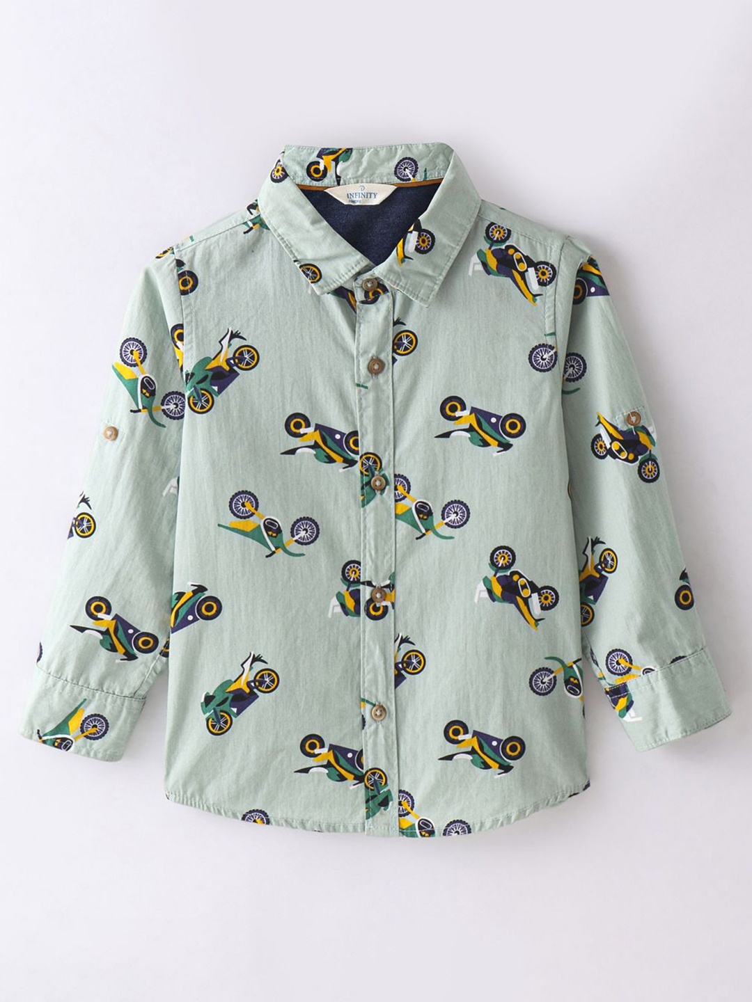 

Infinity Boys Opaque Printed Casual Shirt, Green