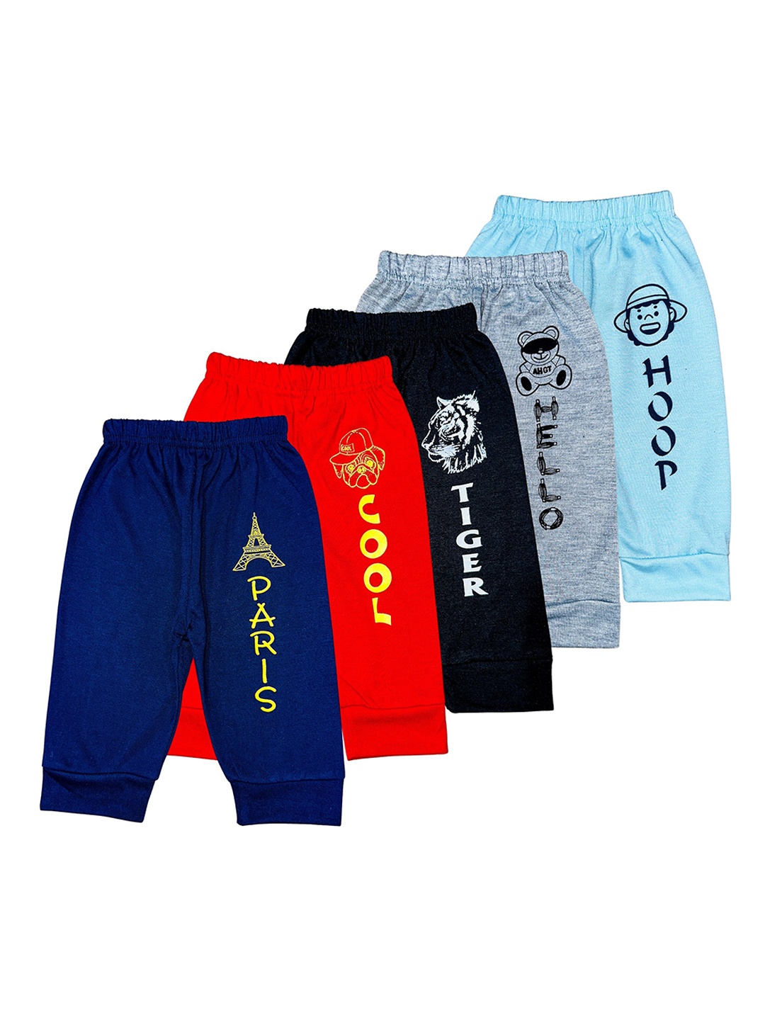 

Surfbae Kids Pack Of 5 Graphic Printed Cotton Joggers, Grey
