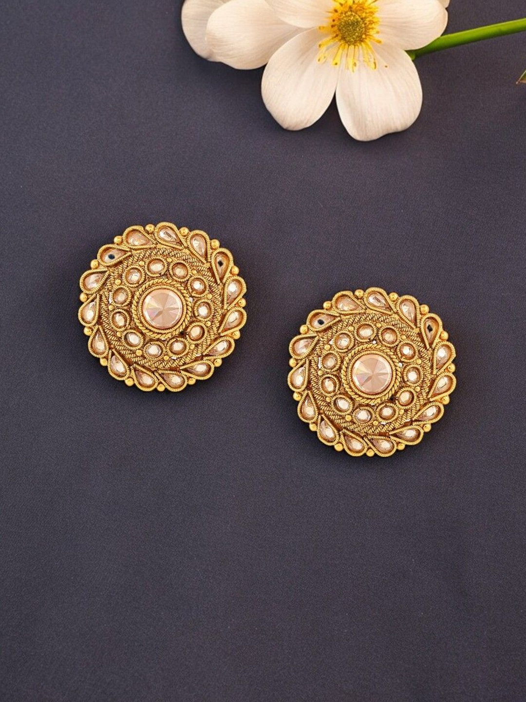 

Anouk Gold-Plated Artificial Stone Studded Circular Studs