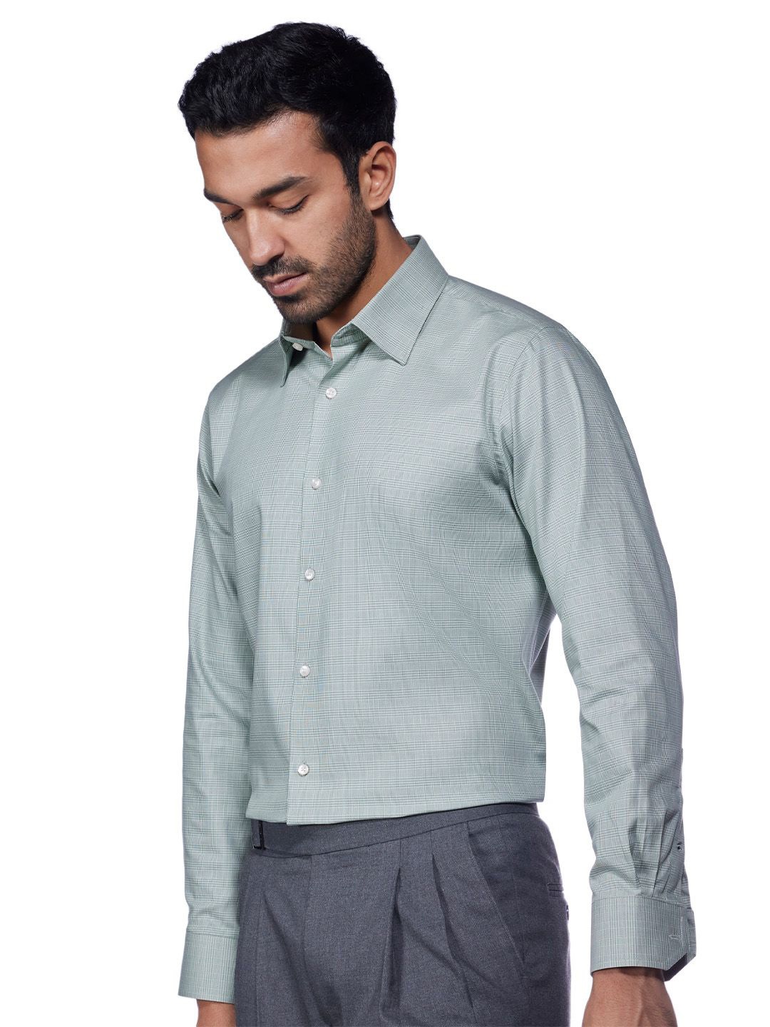 

Bombay Shirt Company Men Comfort Tailored Fit Opaque Checked Formal Shirts, Green