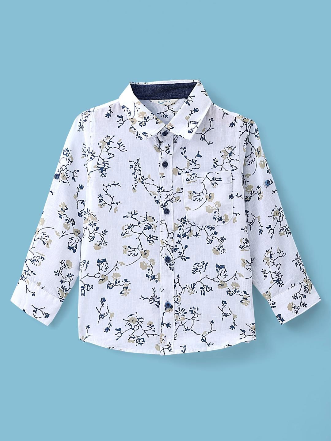 

Infinity Boys Tailored Fit Floral Opaque Printed Casual Shirt, White
