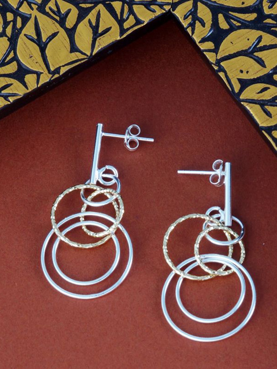 

Tuanz Silver Jewelry 925 Sterling Silver Rhodium-Plated Contemporary Shaped Drop Earrings
