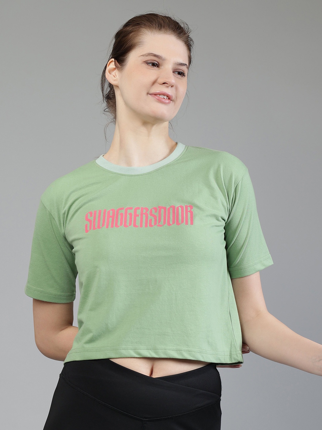 

BAESD Women Printed Bio Finish T-shirt, Green