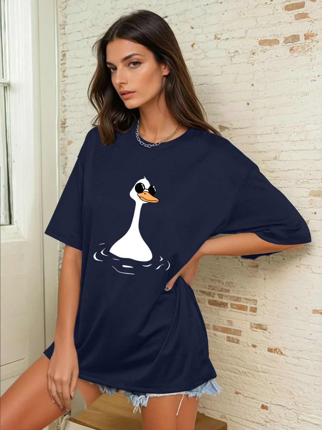 

CORSICA Women Printed Pockets T-shirt, Navy blue