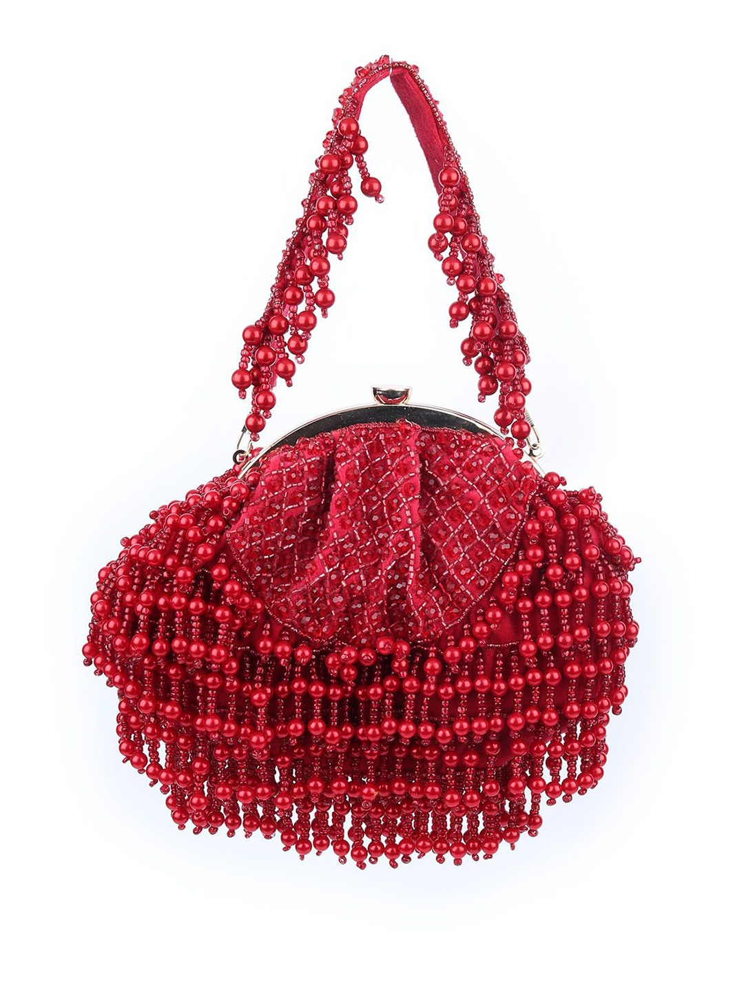 

ODETTE Suede Shopper Handheld Bag with Fringed, Red