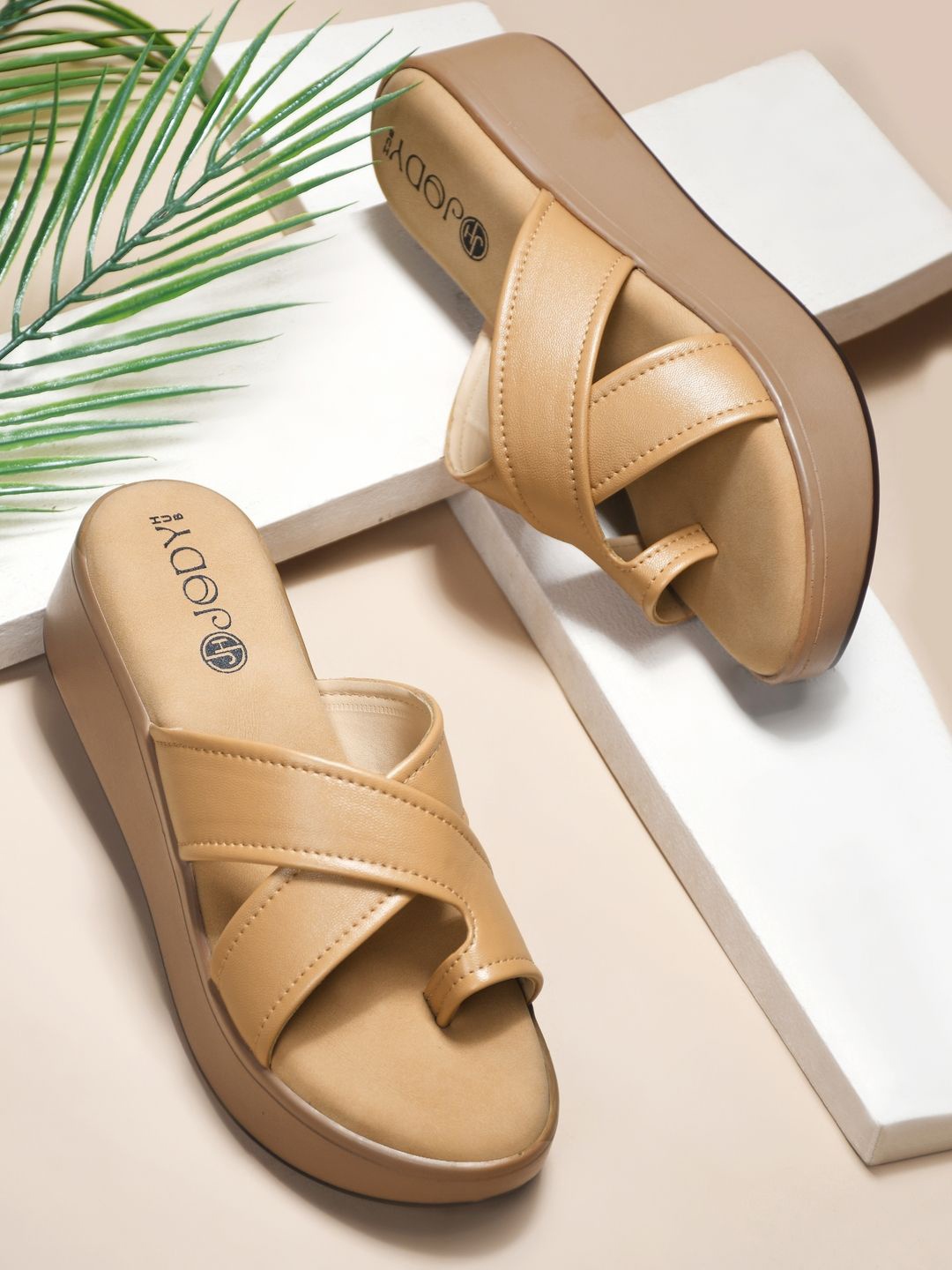 

JodyHub Embellished Wedge Pumps, Beige