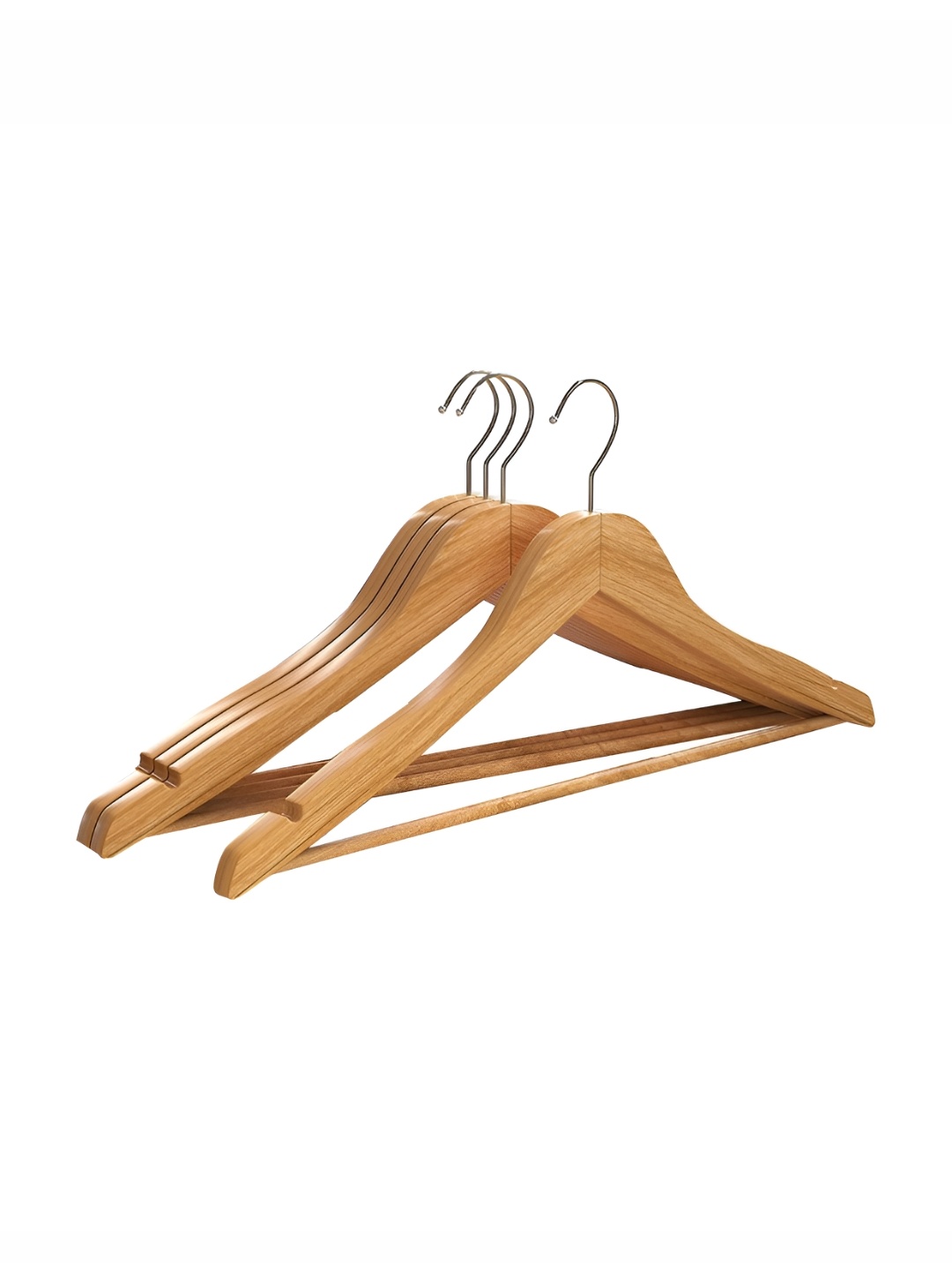 

ADA Handicraft Set Of 4 Wooden Clothes Hangers, Beige